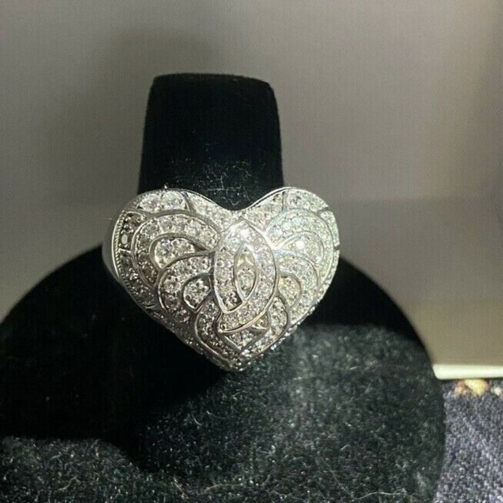 Diamonique 925 Sterling Bombay Heart Ring Size 7